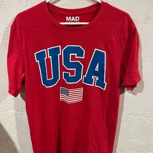 Red USA Tee with Flag Graphic Medium